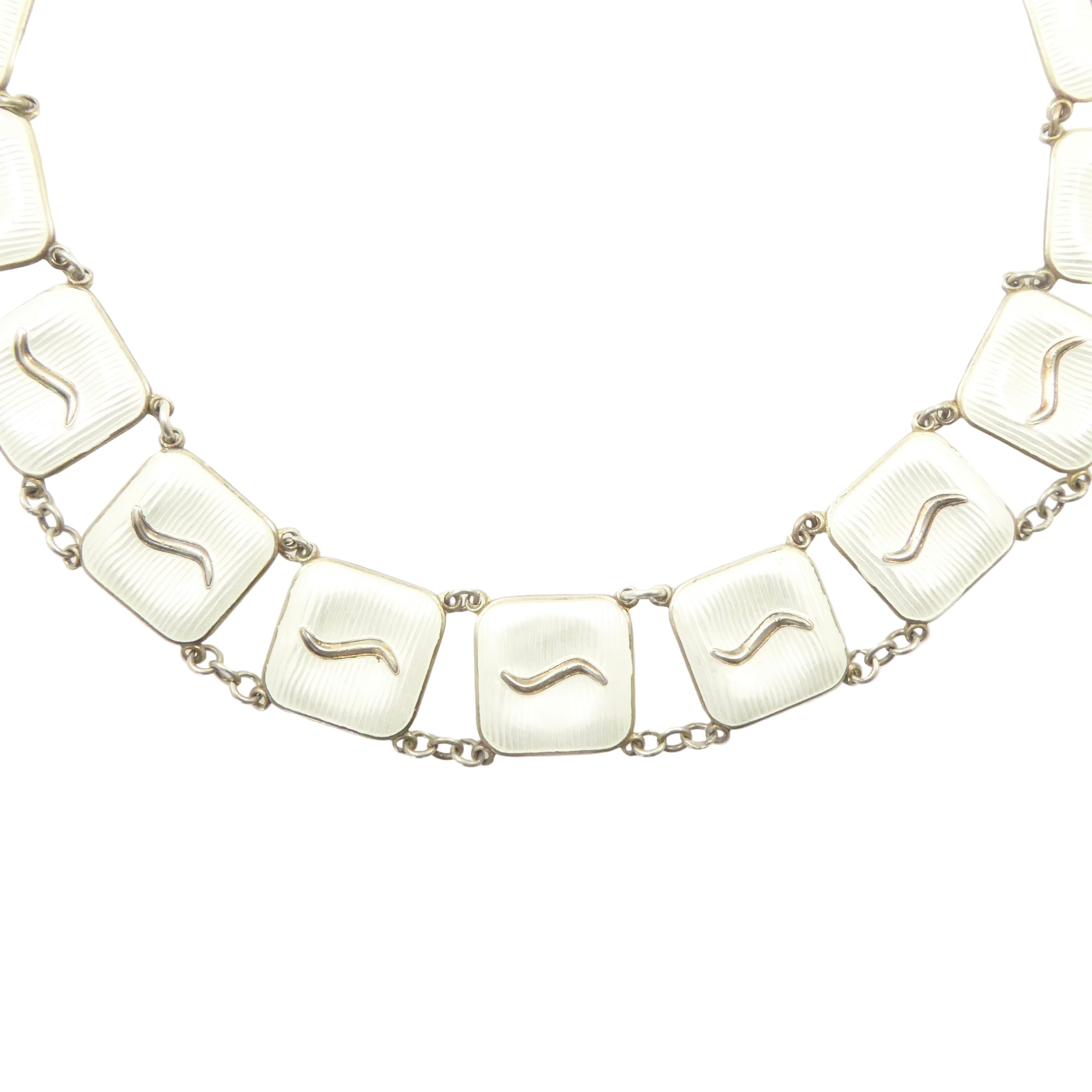 J. Tostrup White Enamel Necklace