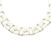 J. Tostrup White Enamel Necklace