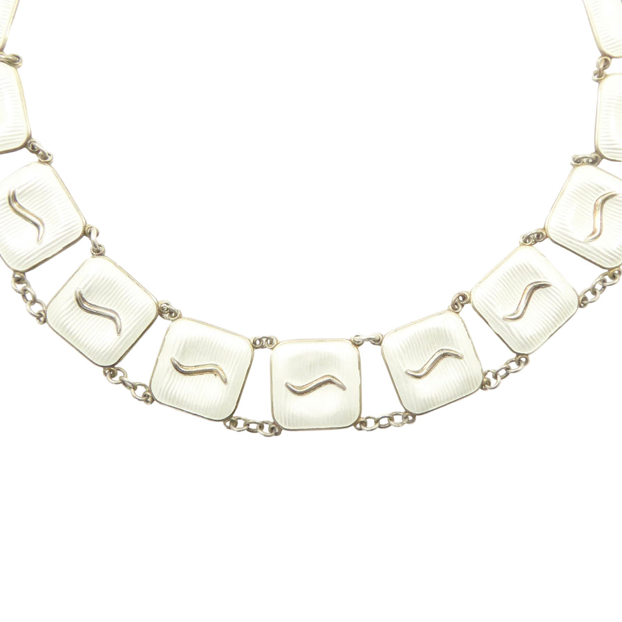 J. Tostrup White Enamel Necklace