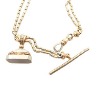 Platinum and Gold Antique Watch Chain with Matching Fob