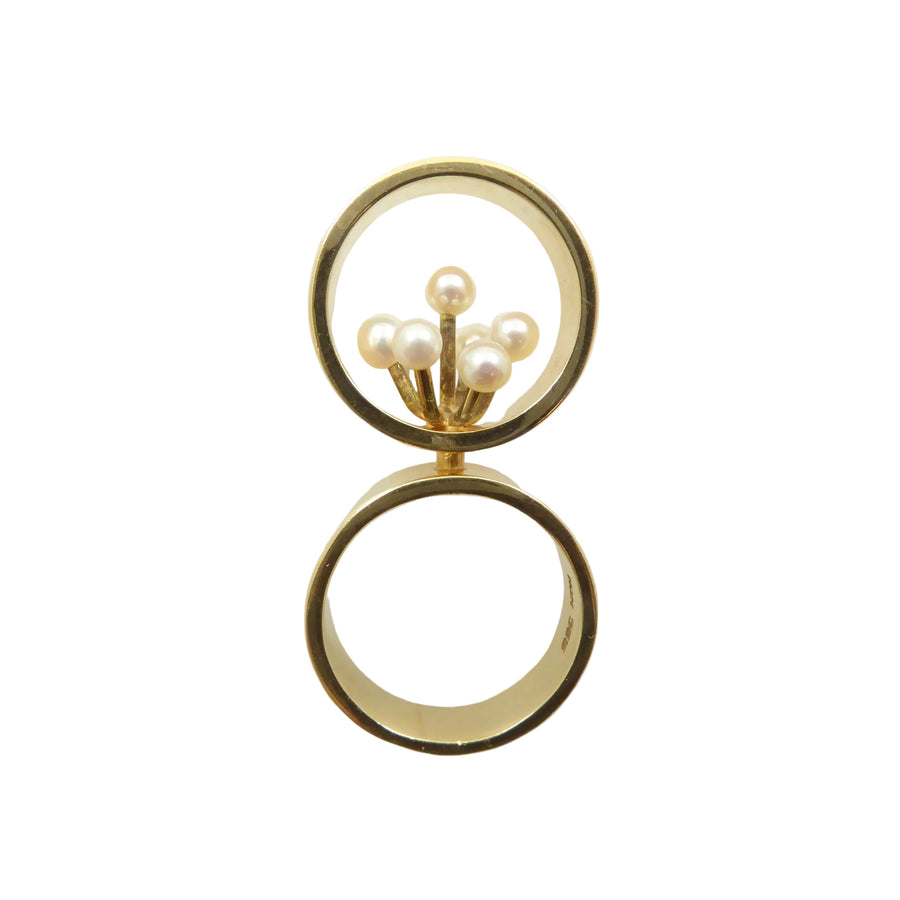 Hans Hansen Gold and Pearl Ring