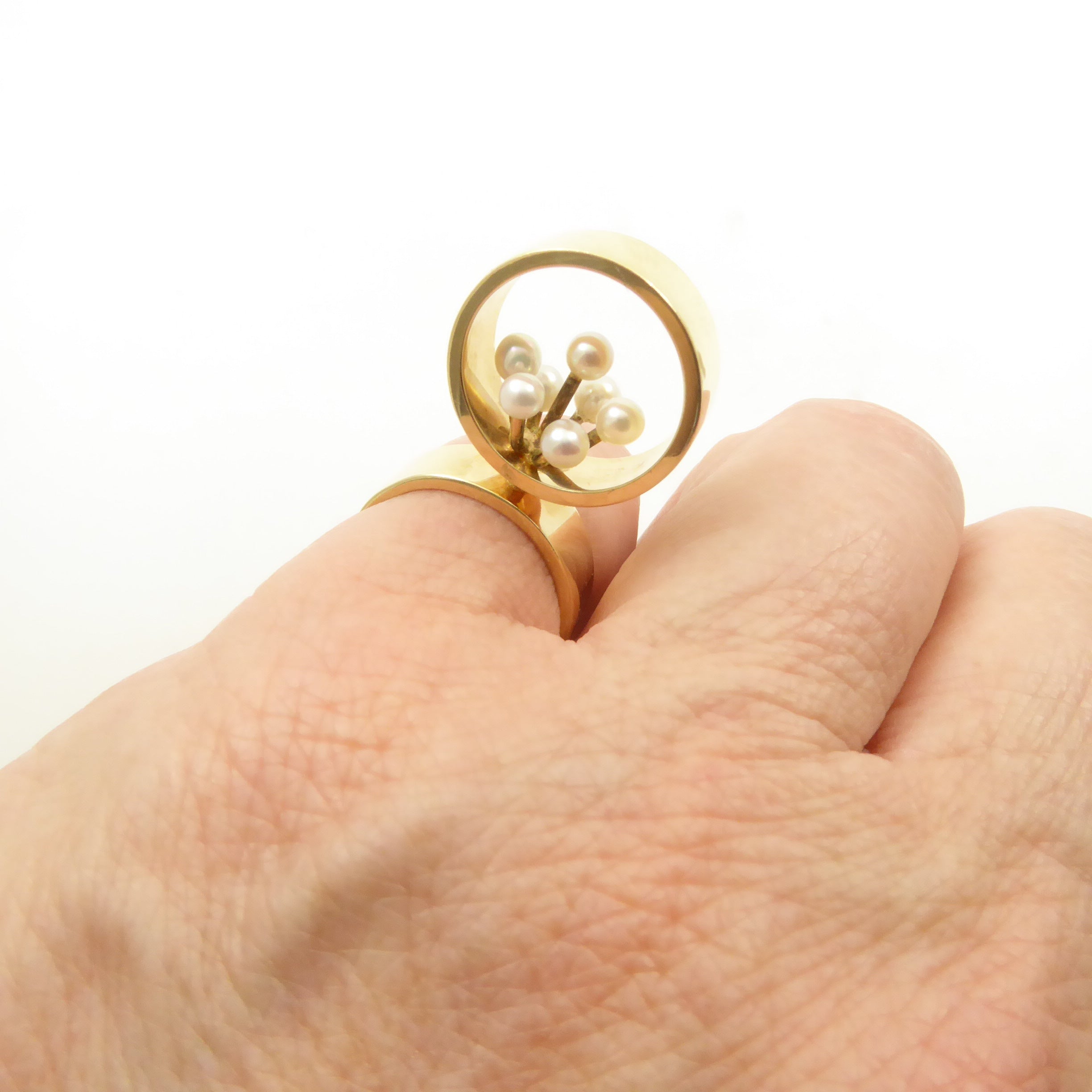 Hans Hansen Gold and Pearl Ring