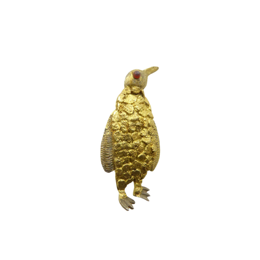 Penguin Brooch with Gold Nuggets