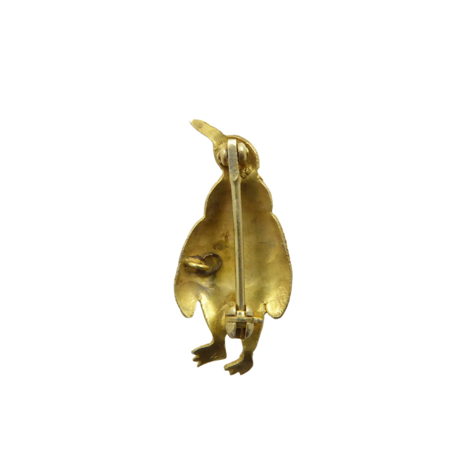 Penguin Brooch with Gold Nuggets