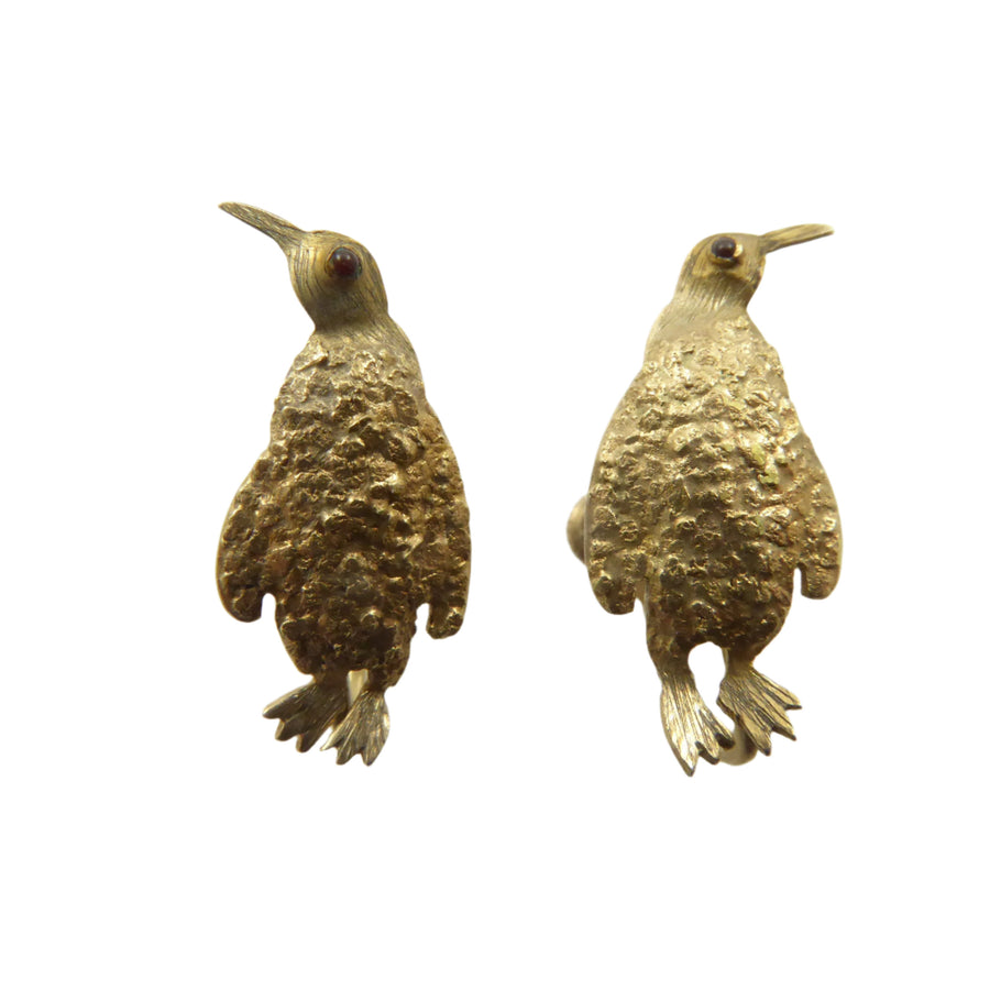Penguin Earrings with Gold Nuggets