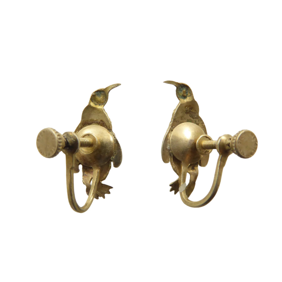 Penguin Earrings with Gold Nuggets