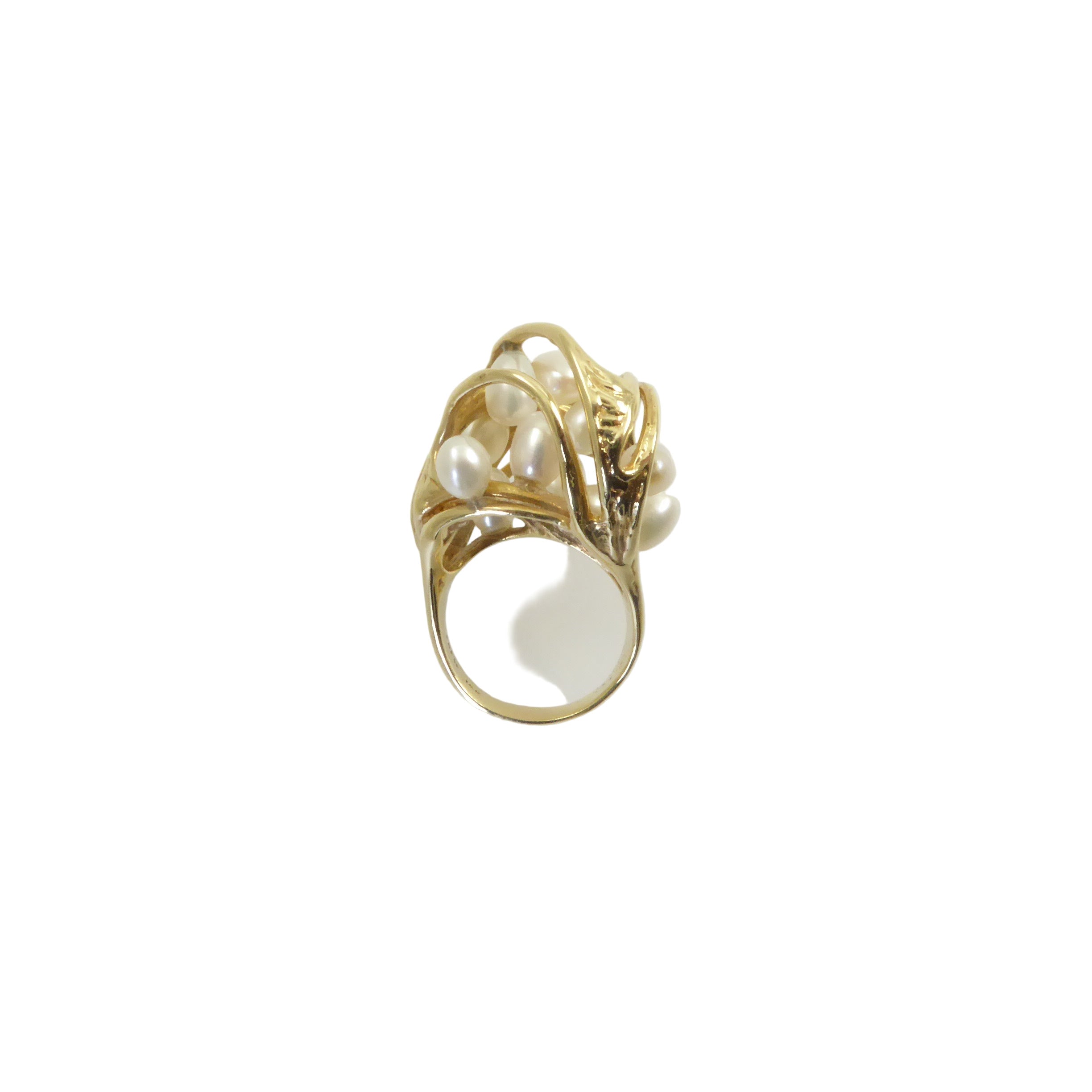 Sculptural Gold and Pearl Ring by J. Arnold Frew
