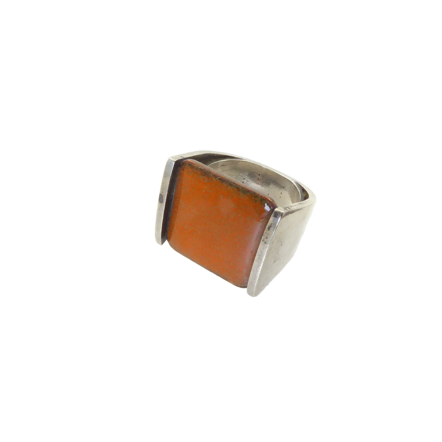 James Parker Enamel and Sterling Silver Ring