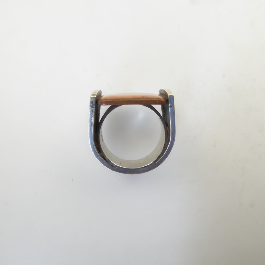 James Parker Enamel and Sterling Silver Ring