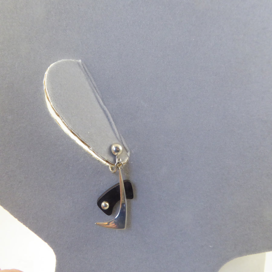 Wood and Silver Earrings by Lawrence Martin Kling