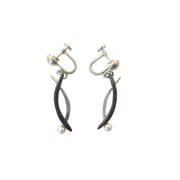 Wood and silver earrings by Lawrence Martin Kling