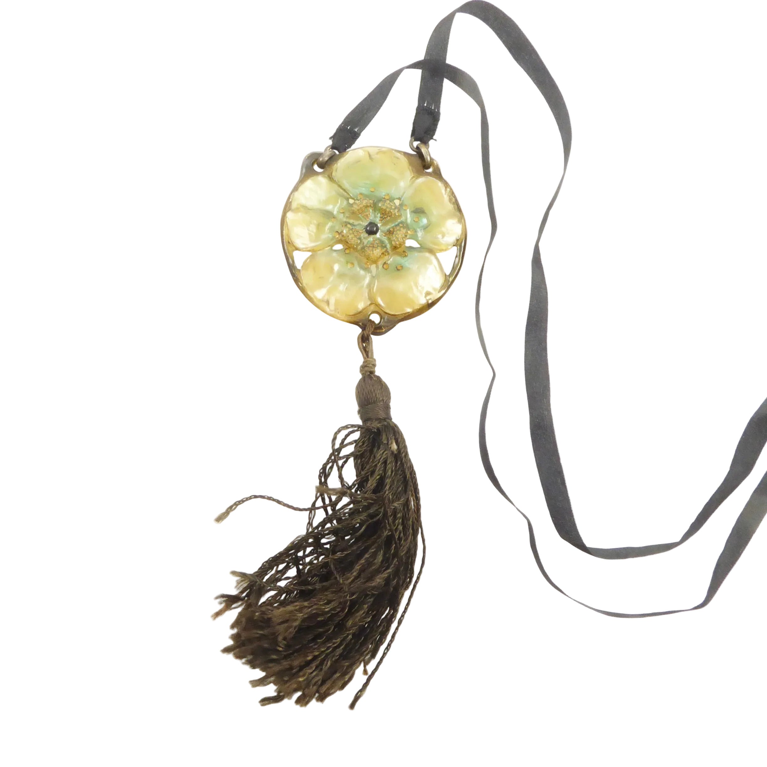 Art Nouveau Horn Pendant Necklace