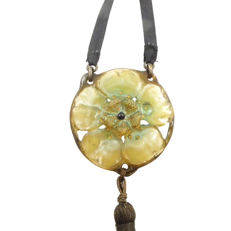 Art Nouveau Horn Pendant Necklace