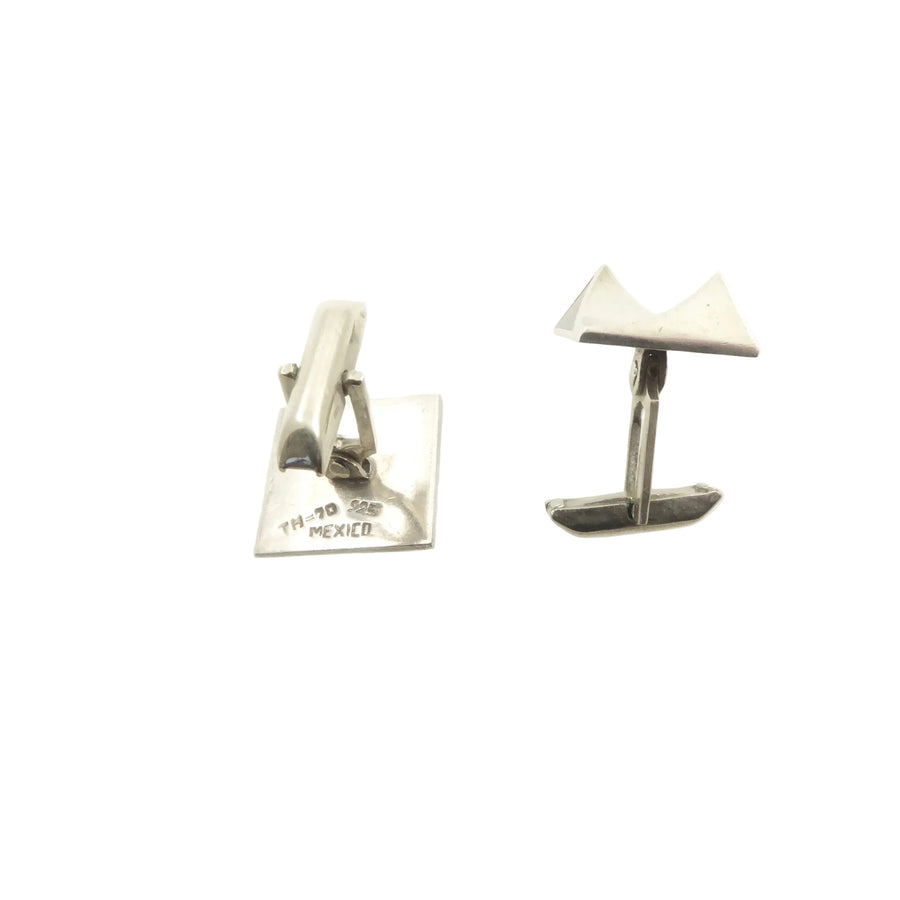 Mexican Modernist Silver and Onyx Cufflinks