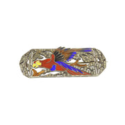 French Art Deco Sterling, Paste, and Enamel Parrot Brooch