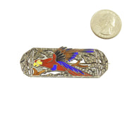 French Art Deco Sterling, Paste, and Enamel Parrot Brooch