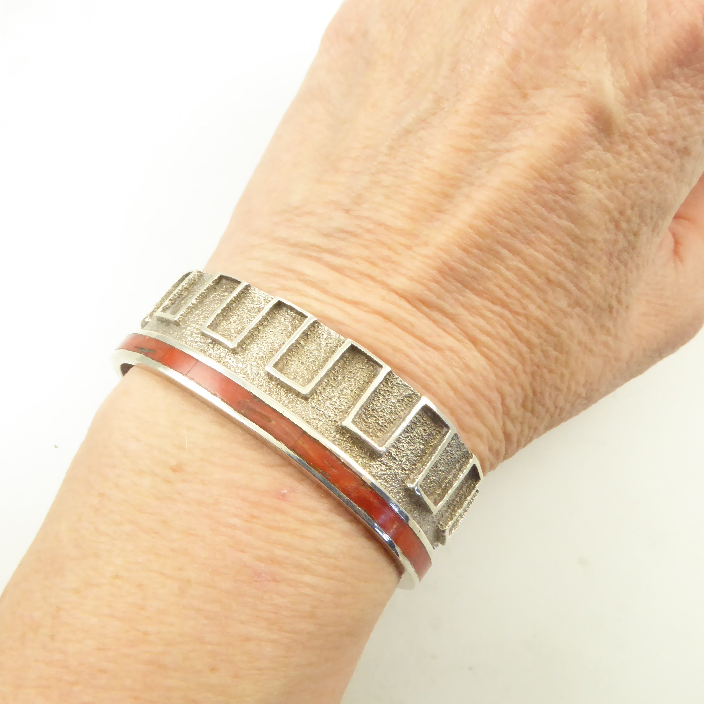 Tufa Cast Cuff with Turquoise and Spiny Oyster Shell