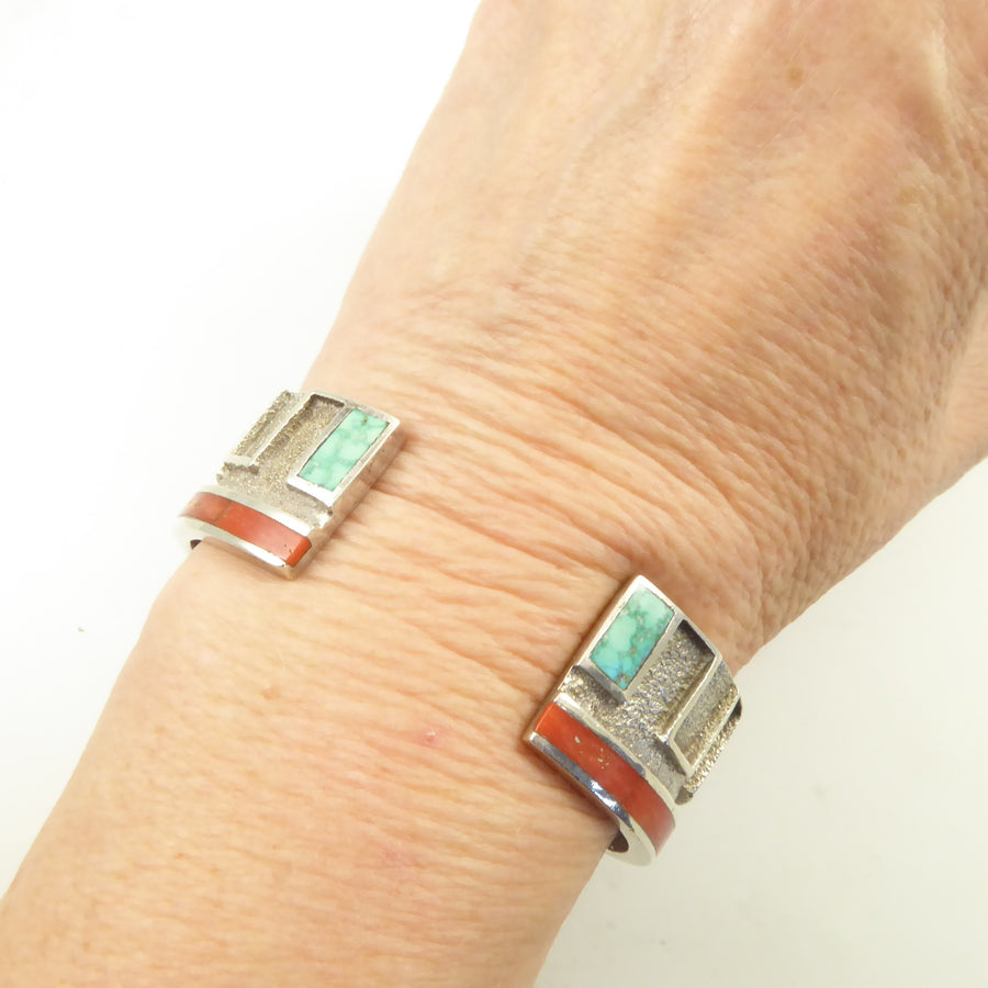 Tufa Cast Cuff with Turquoise and Spiny Oyster Shell