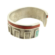 Tufa Cast Cuff with Turquoise and Spiny Oyster Shell