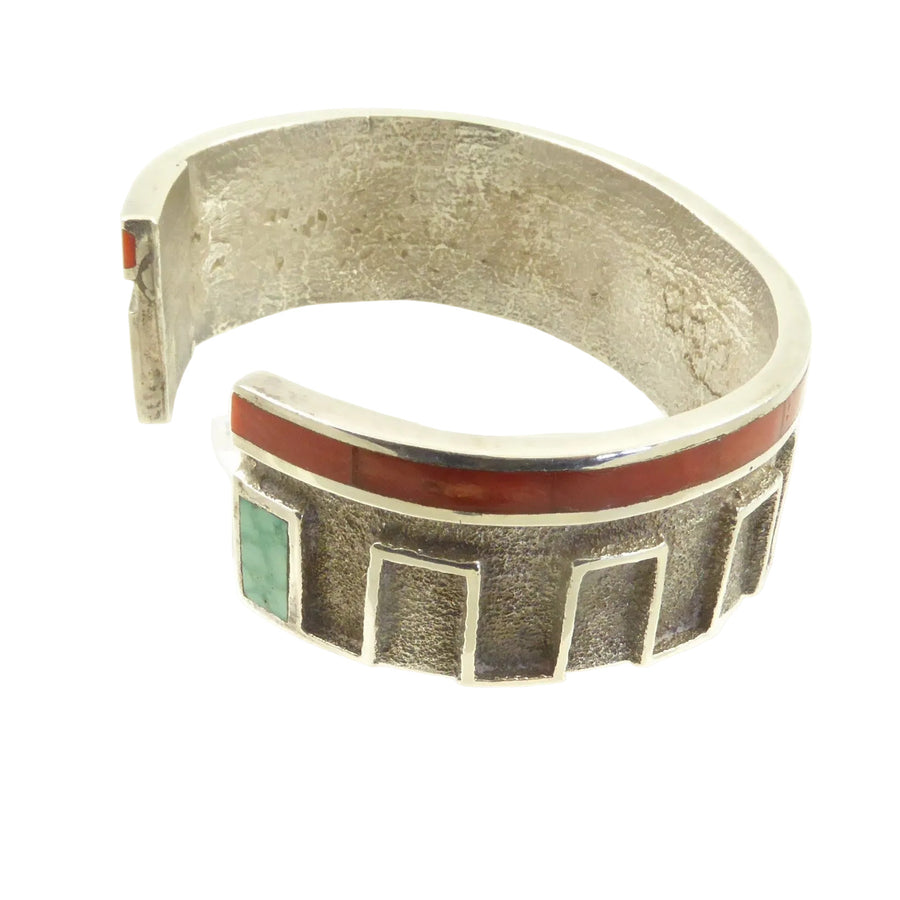 Tufa Cast Cuff with Turquoise and Spiny Oyster Shell