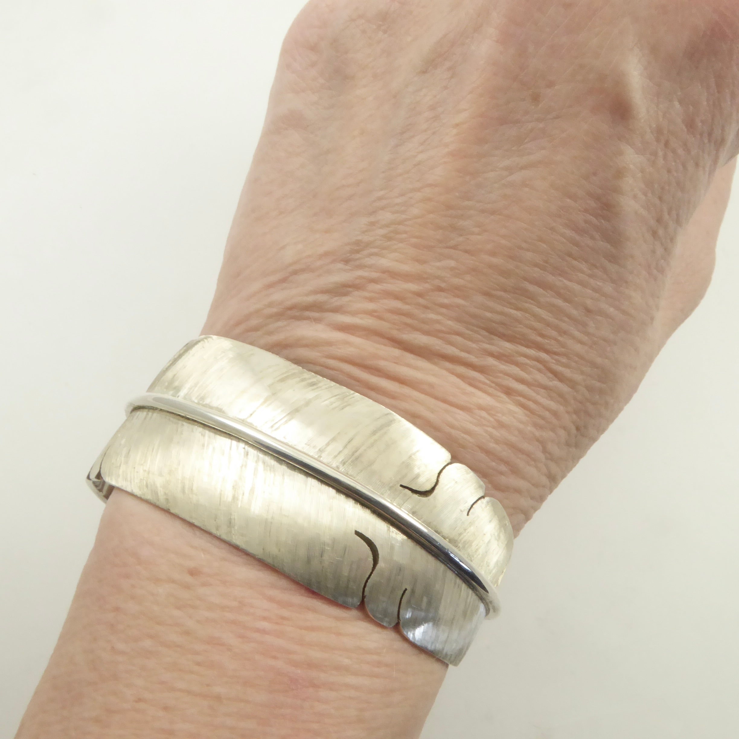 Michael Kirk Sterling Feather Cuff Bracelet