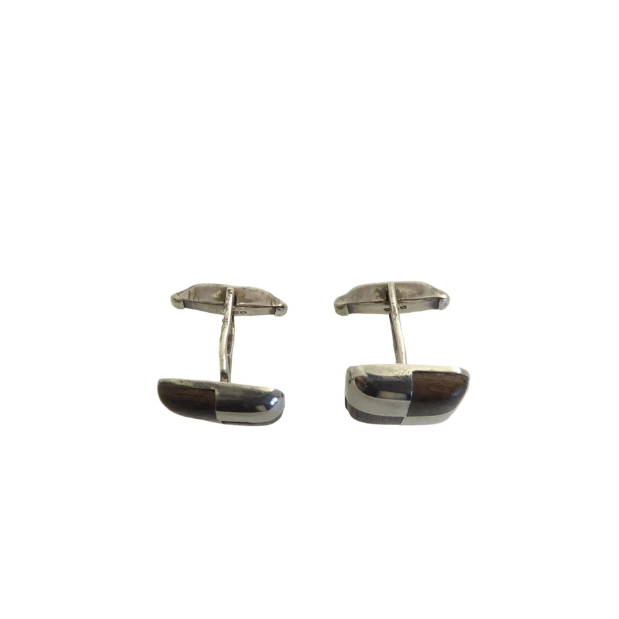 Wood and Silver Mexican Cufflinks by Sigi Pineda