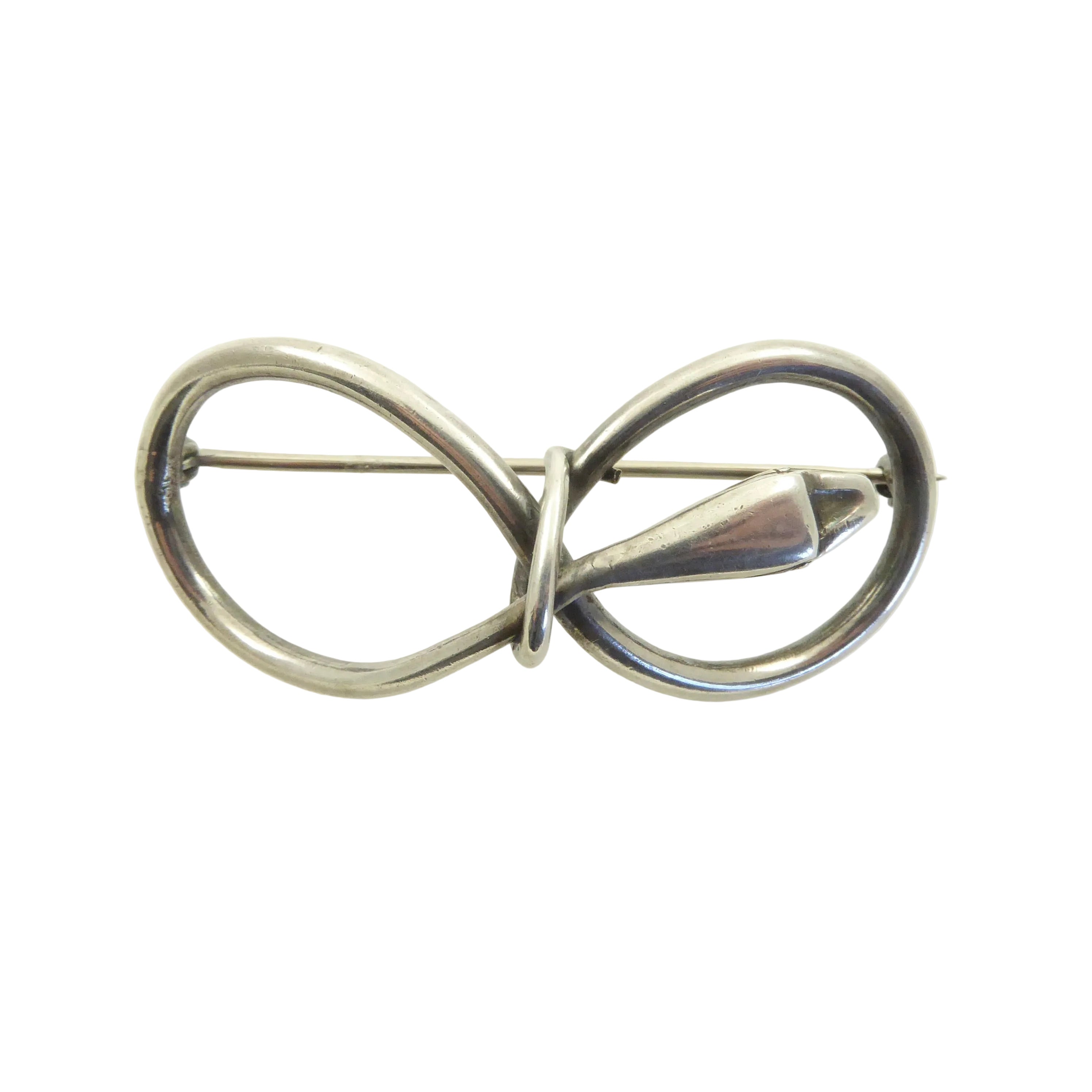 Antique Silver Infinity Snake Brooch