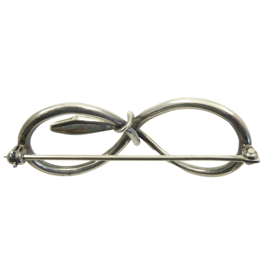 Antique Silver Infinity Snake Brooch
