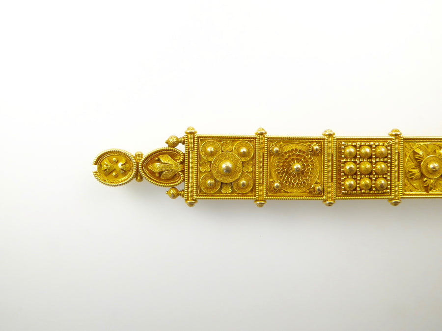 Etruscan revival gold braclelet granulation