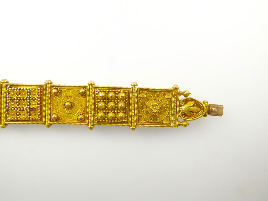 Etruscan Revival Bracelet with Fine Granulation in 18 Karat Gold